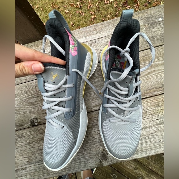 UNDER ARMOUR Curry 7 Chinese New Year Rose pink Halo Grey Floral Shoes Size 6.5 - Picture 12 of 16